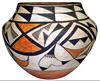 Large early 20th century polychrome jar with repeating stylized design from the Acoma Pueblo, New Mexico. 